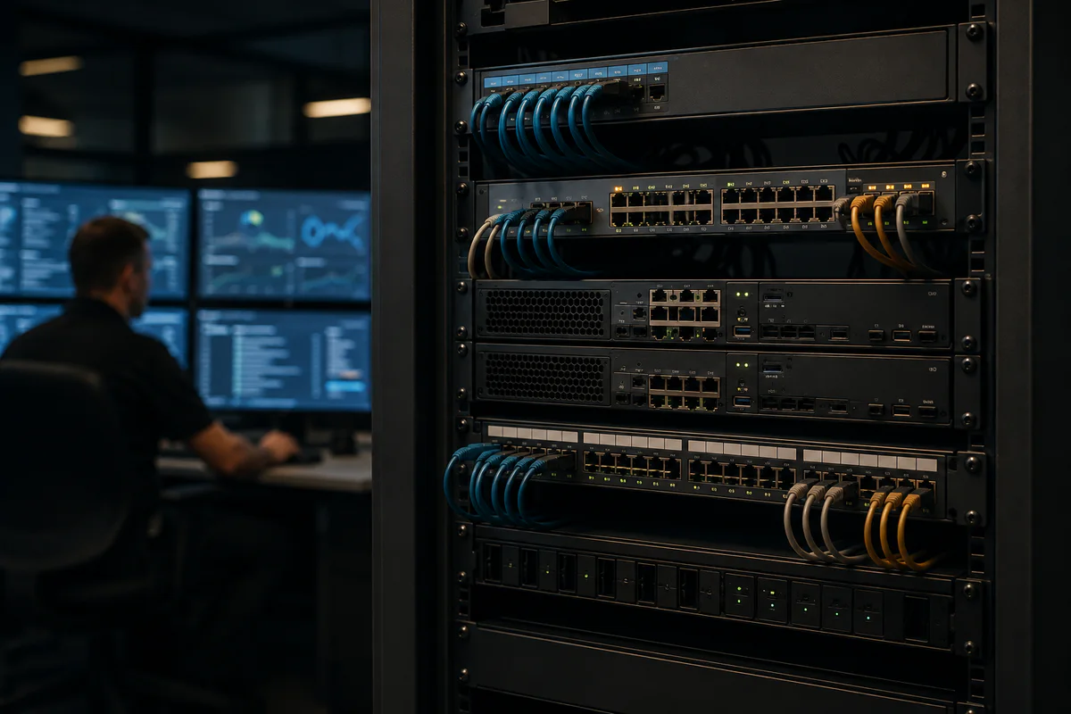 Rack-mounted enterprise firewall appliances in a controlled network operations environment